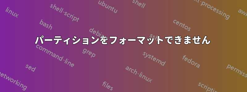 パーティションをフォーマットできません