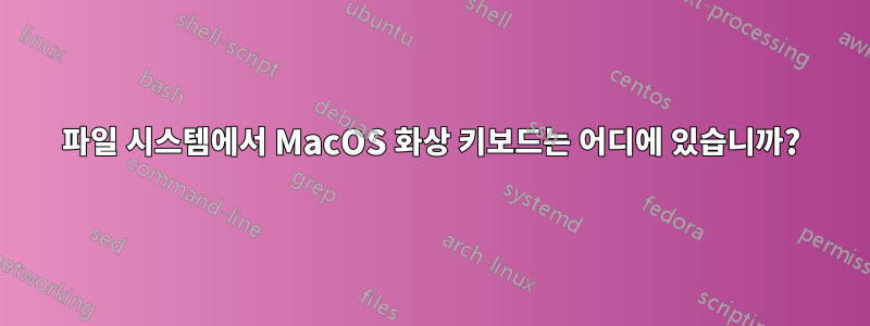 파일 시스템에서 MacOS 화상 키보드는 어디에 있습니까?