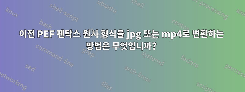 이전 PEF 펜탁스 원시 형식을 jpg 또는 mp4로 변환하는 방법은 무엇입니까?