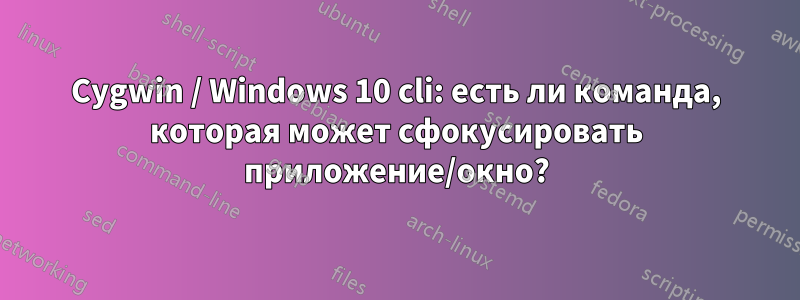 Cygwin / Windows 10 cli: есть ли команда, которая может сфокусировать приложение/окно?