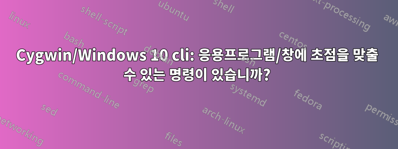 Cygwin/Windows 10 cli: 응용프로그램/창에 초점을 맞출 수 있는 명령이 있습니까?