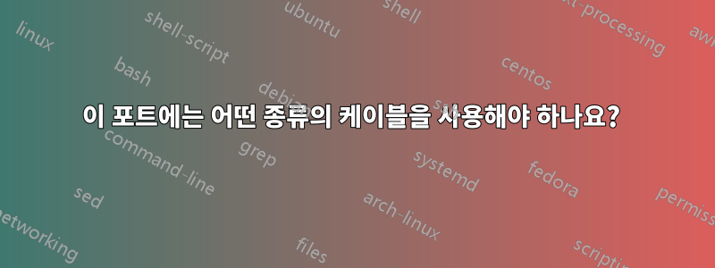 이 포트에는 어떤 종류의 케이블을 사용해야 하나요? 