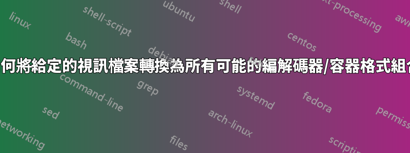 如何將給定的視訊檔案轉換為所有可能的編解碼器/容器格式組合