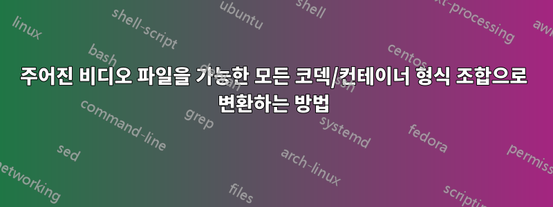 주어진 비디오 파일을 가능한 모든 코덱/컨테이너 형식 조합으로 변환하는 방법