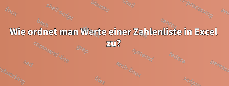 Wie ordnet man Werte einer Zahlenliste in Excel zu?