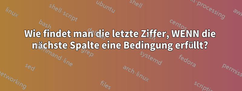 Wie findet man die letzte Ziffer, WENN die nächste Spalte eine Bedingung erfüllt?