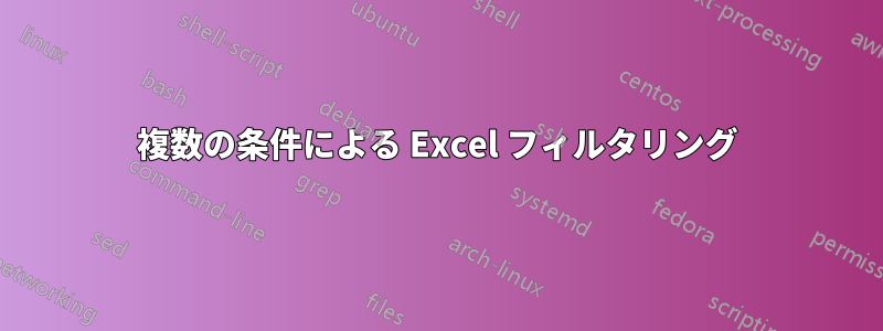 複数の条件による Excel フィルタリング