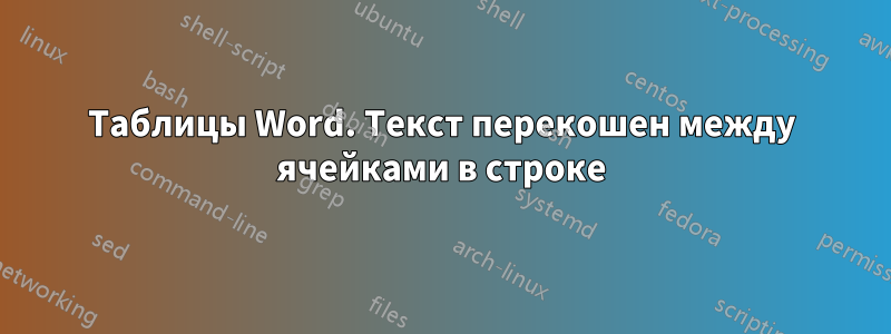 Таблицы Word. Текст перекошен между ячейками в строке