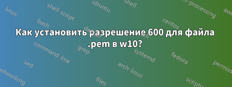 Как установить разрешение 600 для файла .pem в w10?