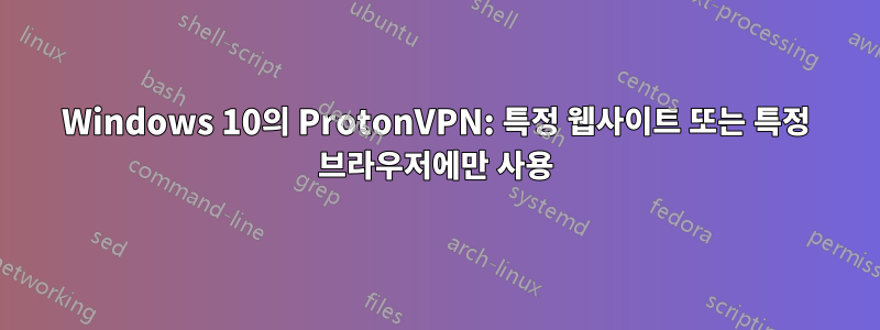 Windows 10의 ProtonVPN: 특정 웹사이트 또는 특정 브라우저에만 사용