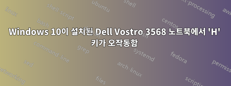 Windows 10이 설치된 Dell Vostro 3568 노트북에서 'H' 키가 오작동함