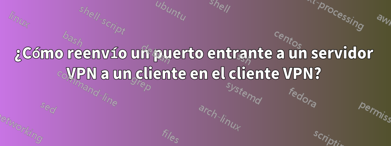 ¿Cómo reenvío un puerto entrante a un servidor VPN a un cliente en el cliente VPN?