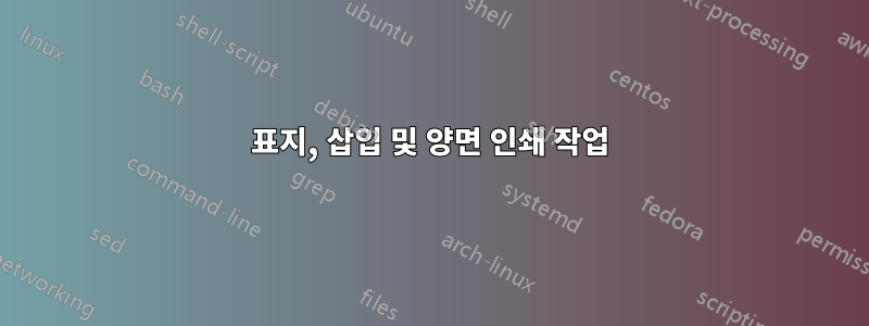 표지, 삽입 및 양면 인쇄 작업