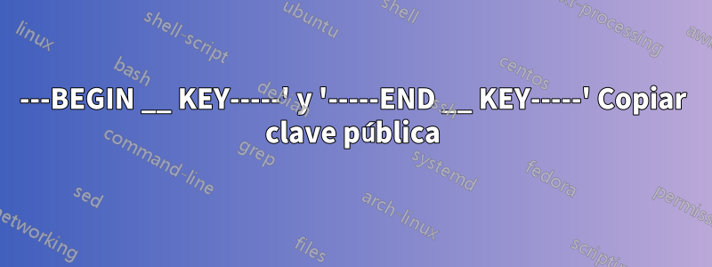 ---BEGIN __ KEY-----' y '-----END __ KEY-----' Copiar clave pública