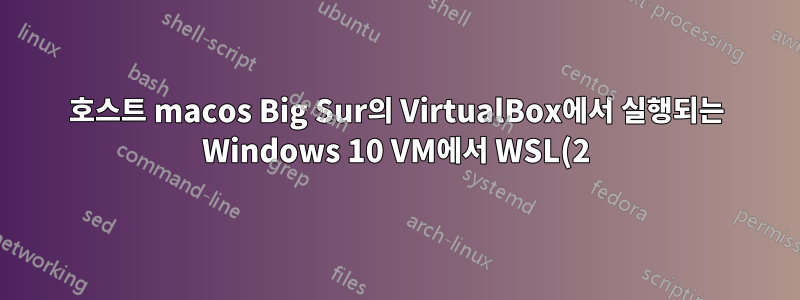 호스트 macos Big Sur의 VirtualBox에서 실행되는 Windows 10 VM에서 WSL(2)을 실행할 수 없습니다.