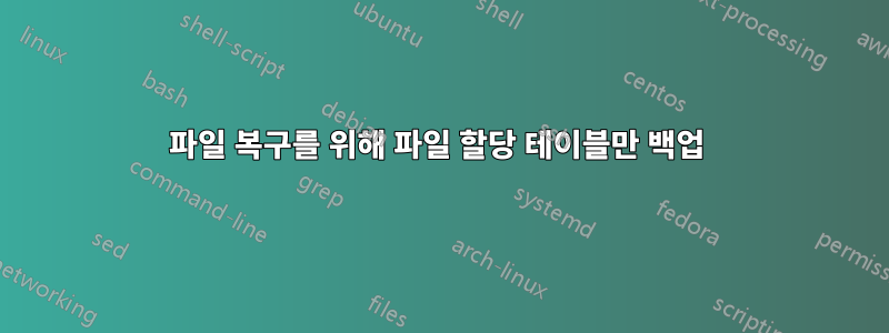 파일 복구를 위해 파일 할당 테이블만 백업 