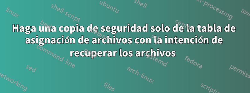 Haga una copia de seguridad solo de la tabla de asignación de archivos con la intención de recuperar los archivos 