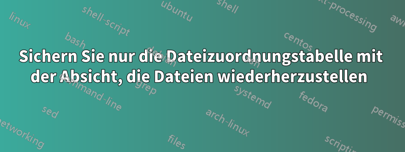 Sichern Sie nur die Dateizuordnungstabelle mit der Absicht, die Dateien wiederherzustellen 