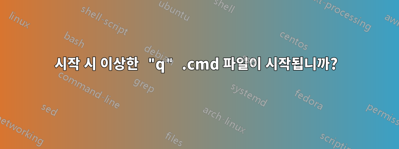 시작 시 이상한 "q" .cmd 파일이 시작됩니까? 