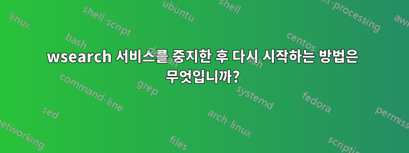 wsearch 서비스를 중지한 후 다시 시작하는 방법은 무엇입니까?