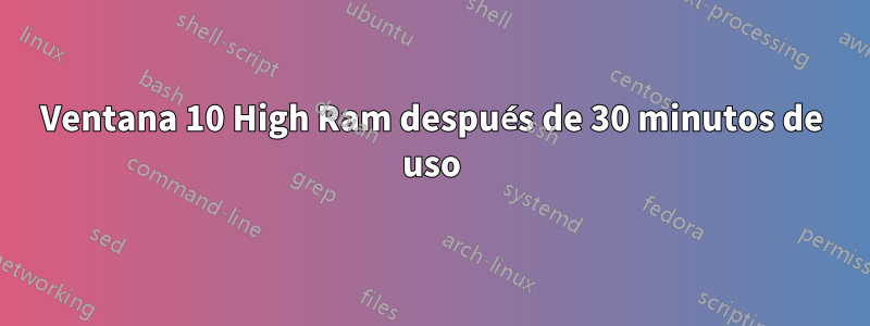 Ventana 10 High Ram después de 30 minutos de uso