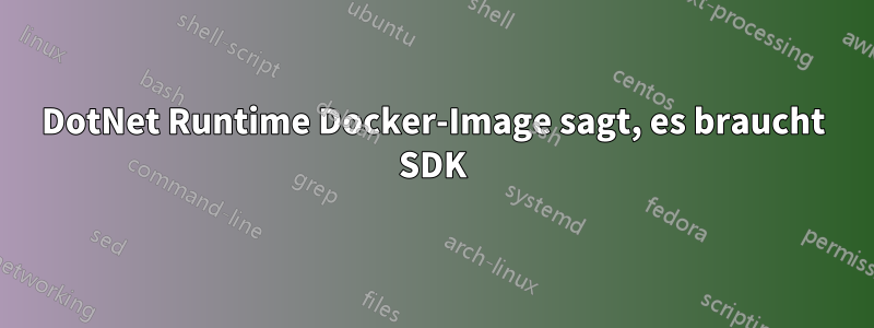 DotNet Runtime Docker-Image sagt, es braucht SDK