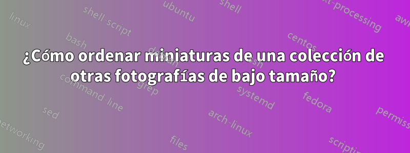 ¿Cómo ordenar miniaturas de una colección de otras fotografías de bajo tamaño?