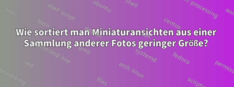 Wie sortiert man Miniaturansichten aus einer Sammlung anderer Fotos geringer Größe?