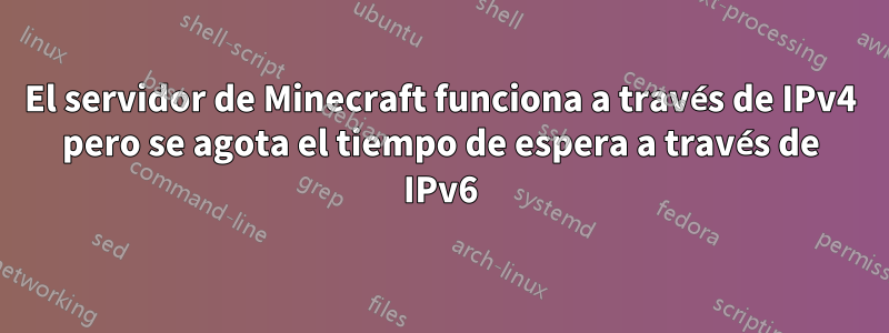 El servidor de Minecraft funciona a través de IPv4 pero se agota el tiempo de espera a través de IPv6
