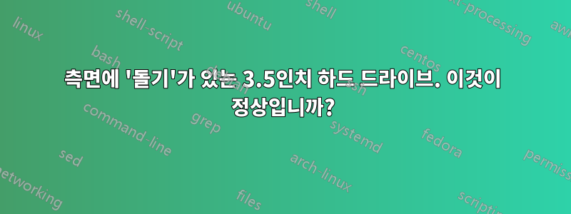 측면에 '돌기'가 있는 3.5인치 하드 드라이브. 이것이 정상입니까?