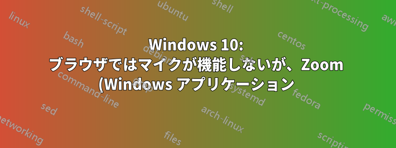Windows 10: ブラウザではマイクが機能しないが、Zoom (Windows アプリケーション) では機能する