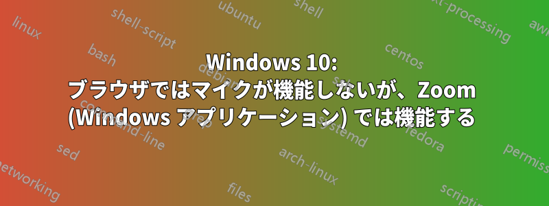 Windows 10: ブラウザではマイクが機能しないが、Zoom (Windows アプリケーション) では機能する