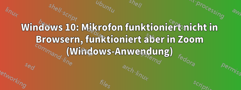 Windows 10: Mikrofon funktioniert nicht in Browsern, funktioniert aber in Zoom (Windows-Anwendung)