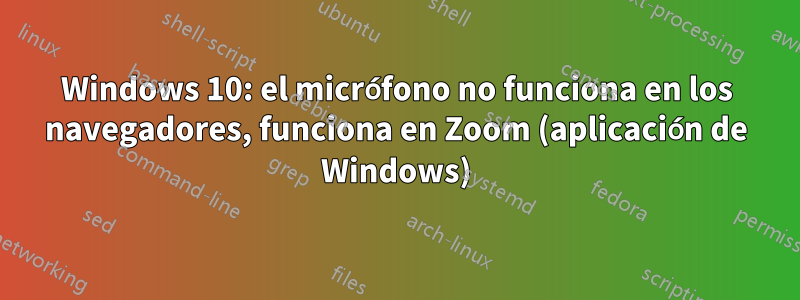 Windows 10: el micrófono no funciona en los navegadores, funciona en Zoom (aplicación de Windows)