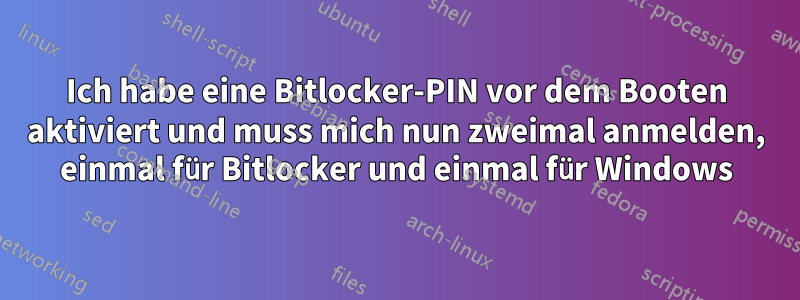 Ich habe eine Bitlocker-PIN vor dem Booten aktiviert und muss mich nun zweimal anmelden, einmal für Bitlocker und einmal für Windows