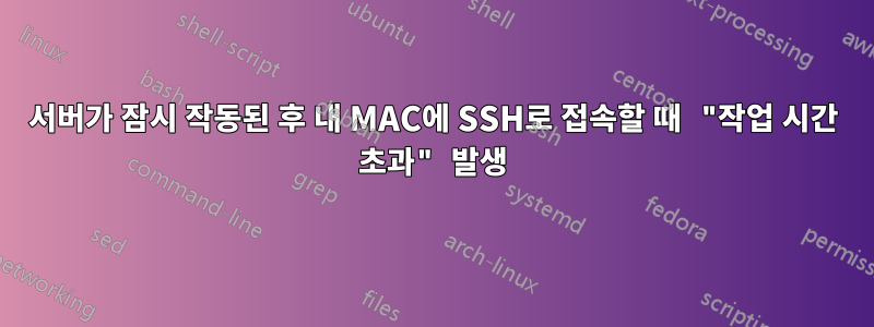 서버가 잠시 작동된 후 내 MAC에 SSH로 접속할 때 "작업 시간 초과" 발생