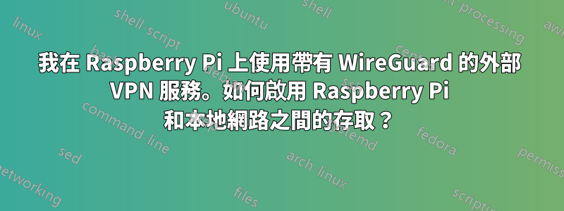 我在 Raspberry Pi 上使用帶有 WireGuard 的外部 VPN 服務。如何啟用 Raspberry Pi 和本地網路之間的存取？