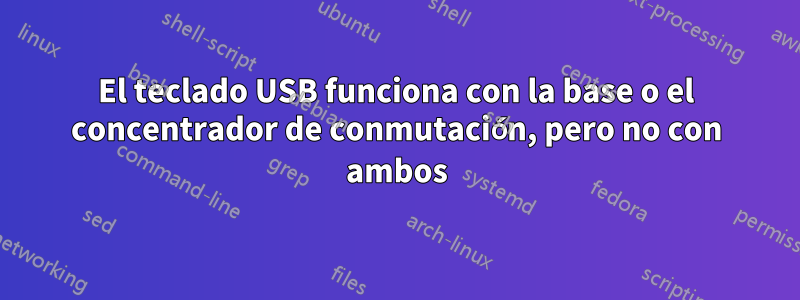 El teclado USB funciona con la base o el concentrador de conmutación, pero no con ambos