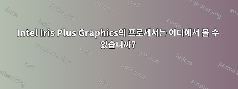 Intel Iris Plus Graphics의 프로세서는 어디에서 볼 수 있습니까?