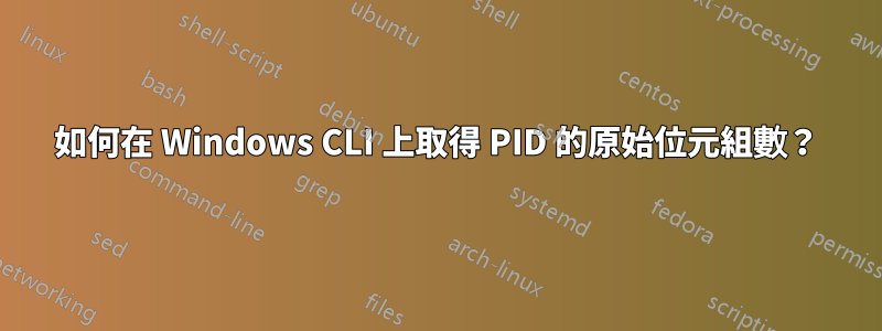 如何在 Windows CLI 上取得 PID 的原始位元組數？