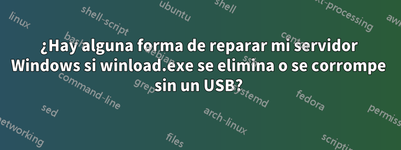 ¿Hay alguna forma de reparar mi servidor Windows si winload.exe se elimina o se corrompe sin un USB?