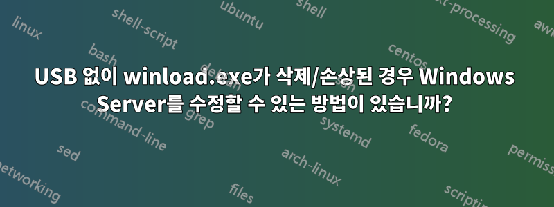 USB 없이 winload.exe가 삭제/손상된 경우 Windows Server를 수정할 수 있는 방법이 있습니까?