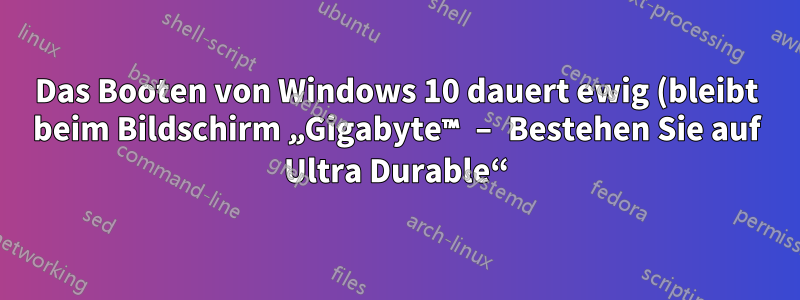 Das Booten von Windows 10 dauert ewig (bleibt beim Bildschirm „Gigabyte™ – Bestehen Sie auf Ultra Durable“)