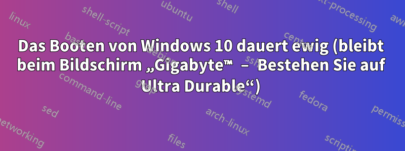 Das Booten von Windows 10 dauert ewig (bleibt beim Bildschirm „Gigabyte™ – Bestehen Sie auf Ultra Durable“)