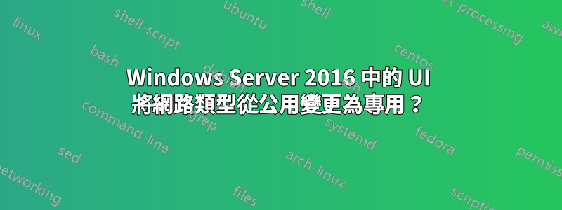 Windows Server 2016 中的 UI 將網路類型從公用變更為專用？