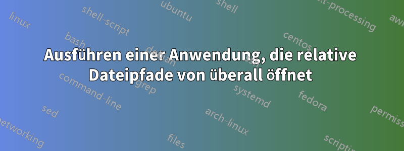 Ausführen einer Anwendung, die relative Dateipfade von überall öffnet