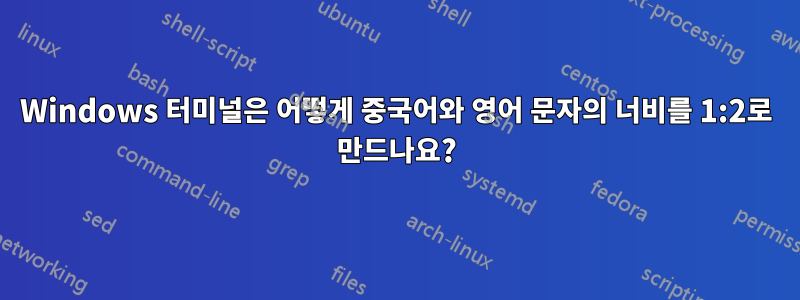 Windows 터미널은 어떻게 중국어와 영어 문자의 너비를 1:2로 만드나요?