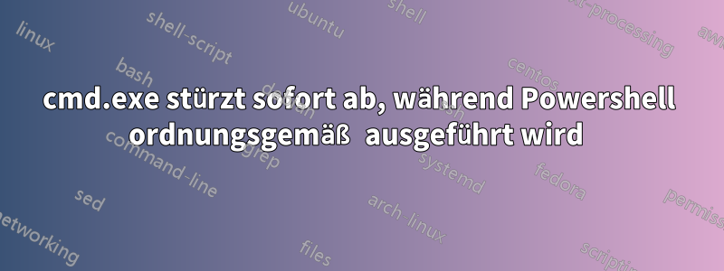 cmd.exe stürzt sofort ab, während Powershell ordnungsgemäß ausgeführt wird 