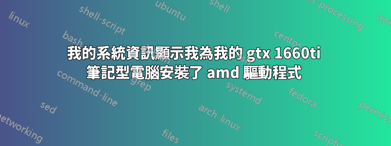 我的系統資訊顯示我為我的 gtx 1660ti 筆記型電腦安裝了 amd 驅動程式