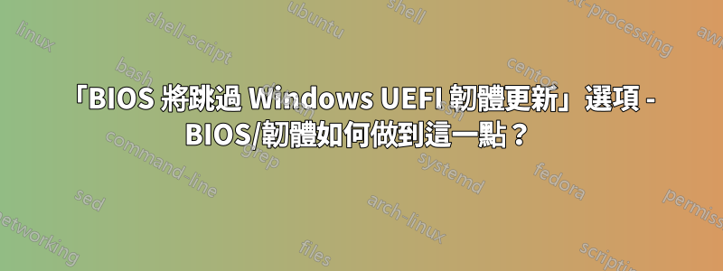 「BIOS 將跳過 Windows UEFI 韌體更新」選項 - BIOS/韌體如何做到這一點？
